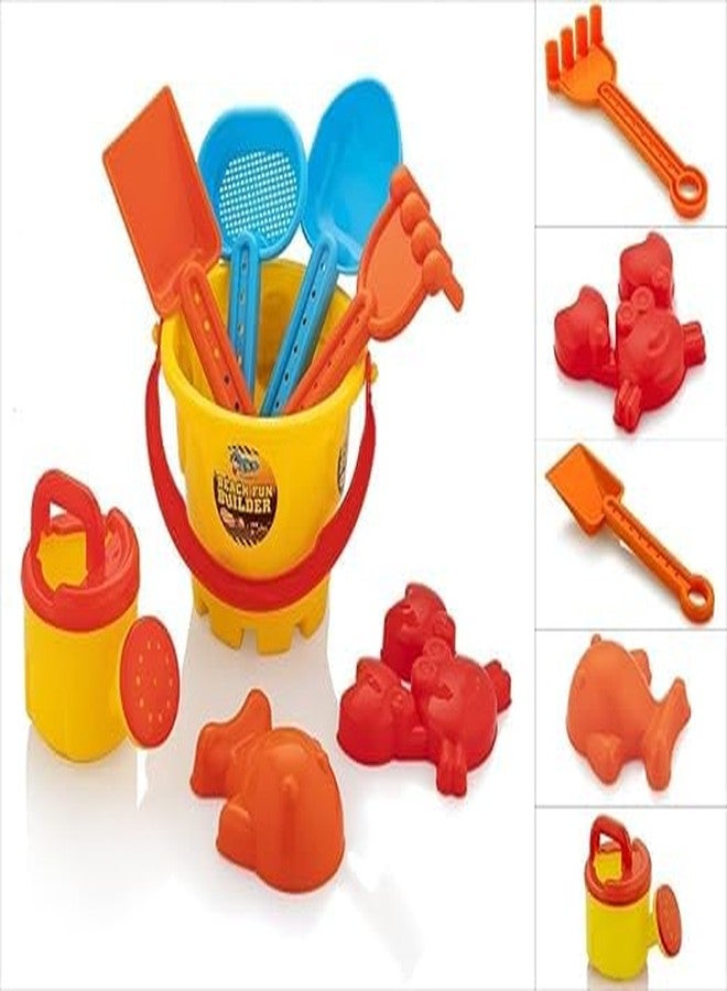 CARRYZE Kids Beach Sand Toy Set with Bucket | Shovel, Rake, Sifter, Water Can & Sand Moulds | Colorful Outdoor Play Set for Beach & Sandbox - Image 4